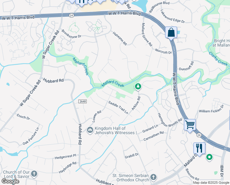 map of restaurants, bars, coffee shops, grocery stores, and more near 6301 Dumont Lane in Charlotte