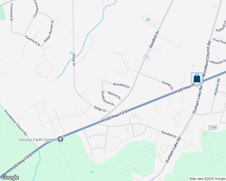 map of restaurants, bars, coffee shops, grocery stores, and more near 409 Marcia Drive in Goldsboro