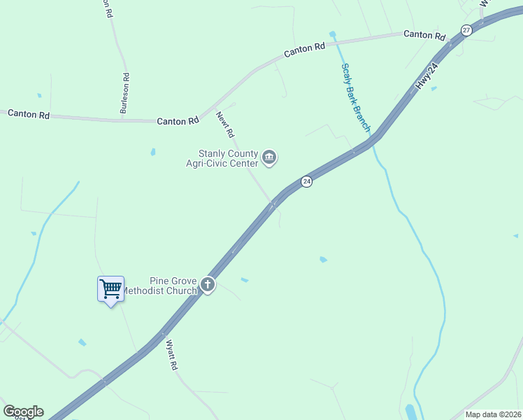 map of restaurants, bars, coffee shops, grocery stores, and more near 28908 North Carolina 27 in Albemarle