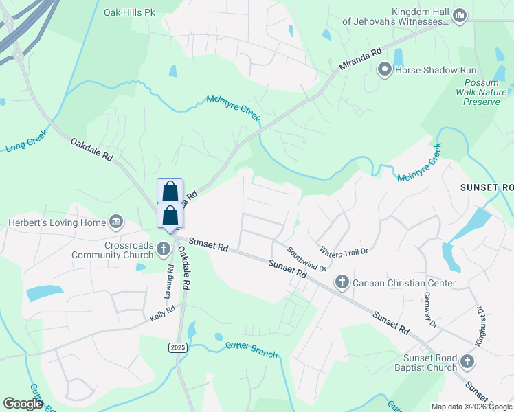 map of restaurants, bars, coffee shops, grocery stores, and more near 1340 Mandy Place Court in Charlotte