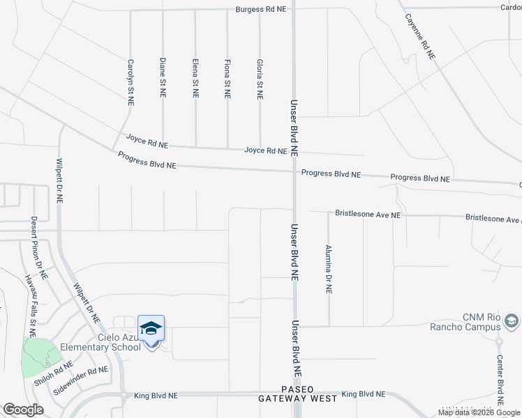 map of restaurants, bars, coffee shops, grocery stores, and more near 38th Avenue Northeast in Rio Rancho