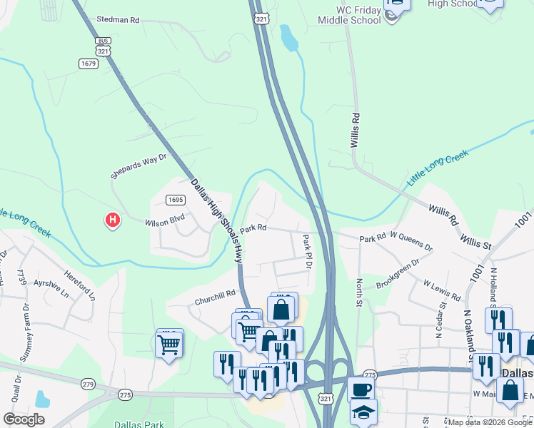 map of restaurants, bars, coffee shops, grocery stores, and more near 5019 Sam Rhyne Court in Dallas