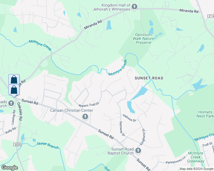 map of restaurants, bars, coffee shops, grocery stores, and more near 6527 Forest Cross Drive in Charlotte