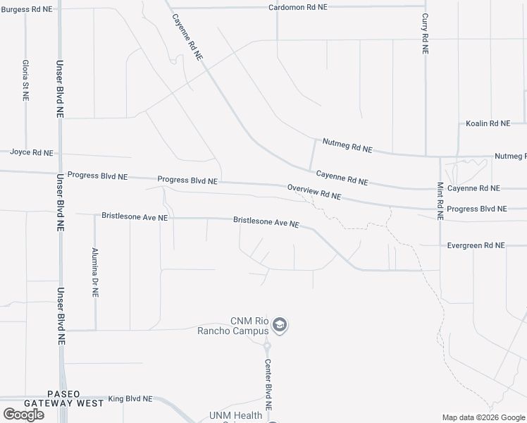 map of restaurants, bars, coffee shops, grocery stores, and more near Overview Road NorthEast in Albuquerque