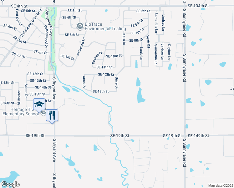 map of restaurants, bars, coffee shops, grocery stores, and more near 2540 Southeast 13th Street in Moore