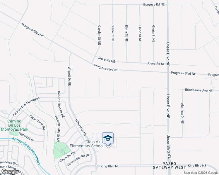 map of restaurants, bars, coffee shops, grocery stores, and more near Reyado Court Northeast in Rio Rancho