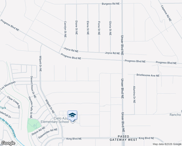 map of restaurants, bars, coffee shops, grocery stores, and more near Overview Road NorthEast in Rio Rancho