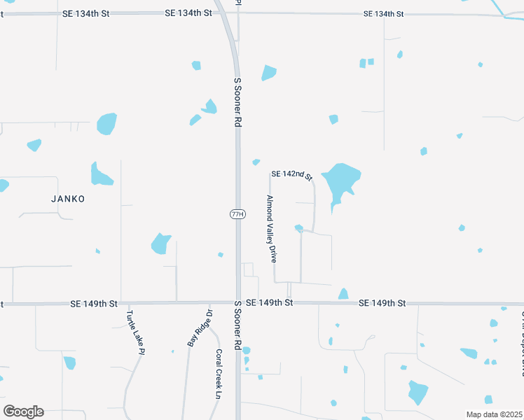 map of restaurants, bars, coffee shops, grocery stores, and more near 14409 Almond Valley Drive in Oklahoma City