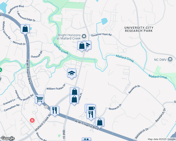 map of restaurants, bars, coffee shops, grocery stores, and more near 5010 Gold Finch Road in Charlotte