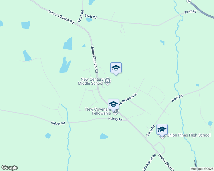 map of restaurants, bars, coffee shops, grocery stores, and more near 1577 Union Church Road in Cameron