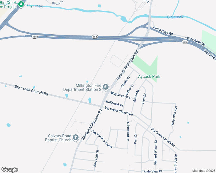 map of restaurants, bars, coffee shops, grocery stores, and more near 7265 Raleigh Millington Road in Millington