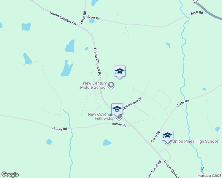map of restaurants, bars, coffee shops, grocery stores, and more near 1577 Union Church Road in Cameron