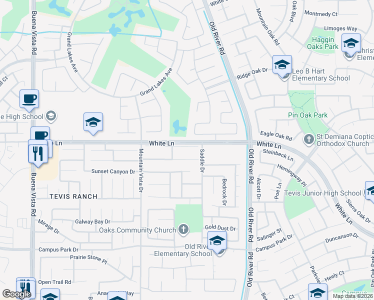 map of restaurants, bars, coffee shops, grocery stores, and more near 10103 Wentworth Court in Bakersfield