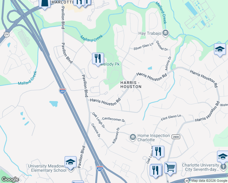 map of restaurants, bars, coffee shops, grocery stores, and more near in Charlotte