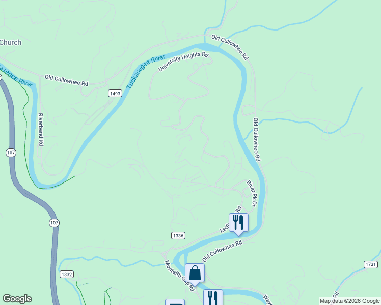 map of restaurants, bars, coffee shops, grocery stores, and more near 282 Searcy Mountain Road in Cullowhee