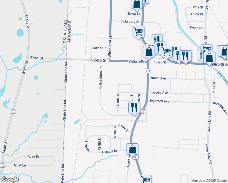 map of restaurants, bars, coffee shops, grocery stores, and more near 9 Belmont Street in Fort Smith
