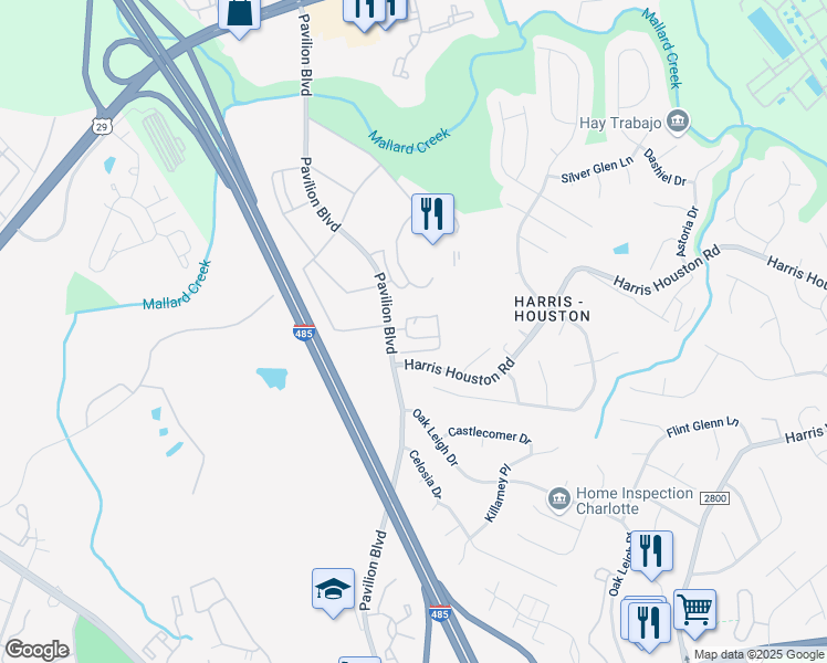 map of restaurants, bars, coffee shops, grocery stores, and more near 840 Forty Niner Avenue in Charlotte