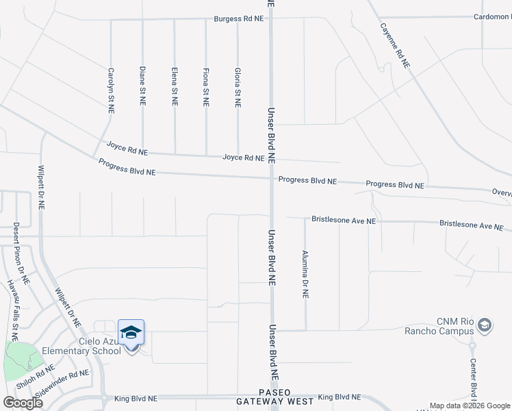 map of restaurants, bars, coffee shops, grocery stores, and more near 38th Avenue Northeast in Rio Rancho