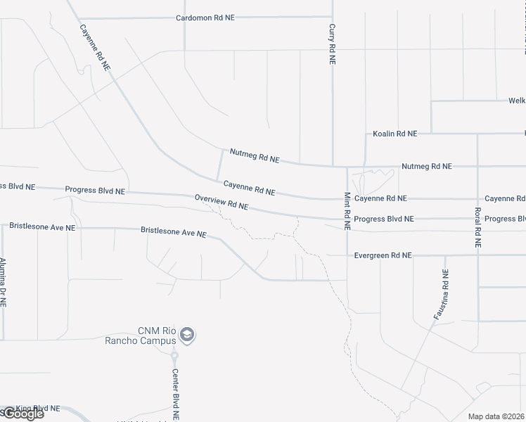 map of restaurants, bars, coffee shops, grocery stores, and more near Overview Road NorthEast in Albuquerque