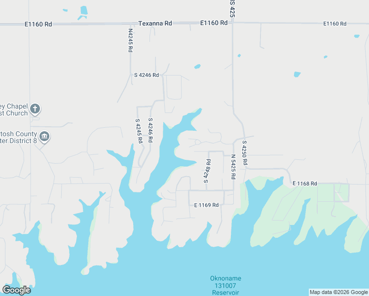 map of restaurants, bars, coffee shops, grocery stores, and more near 424826 East 1165 Road in Eufaula