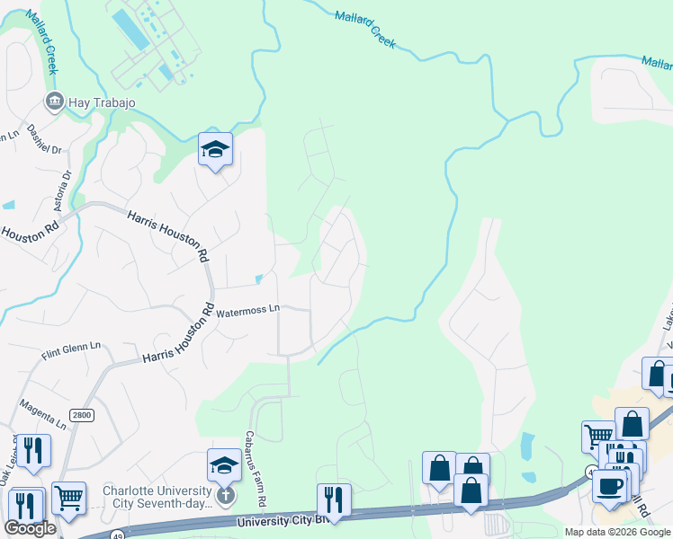 map of restaurants, bars, coffee shops, grocery stores, and more near 11229 Deer Chase Ln in Charlotte