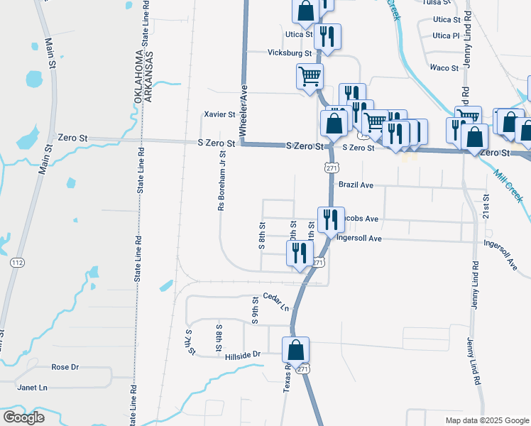 map of restaurants, bars, coffee shops, grocery stores, and more near 9 Belmont Street in Fort Smith