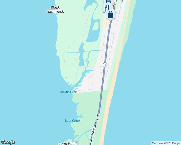 map of restaurants, bars, coffee shops, grocery stores, and more near 42191 Shallow Point Dr in Dare