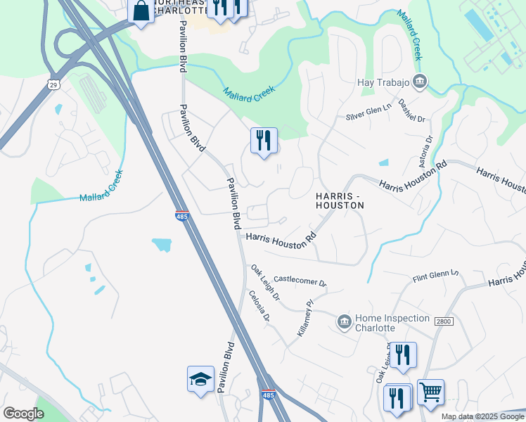 map of restaurants, bars, coffee shops, grocery stores, and more near 4015 Collegiate Avenue in Charlotte