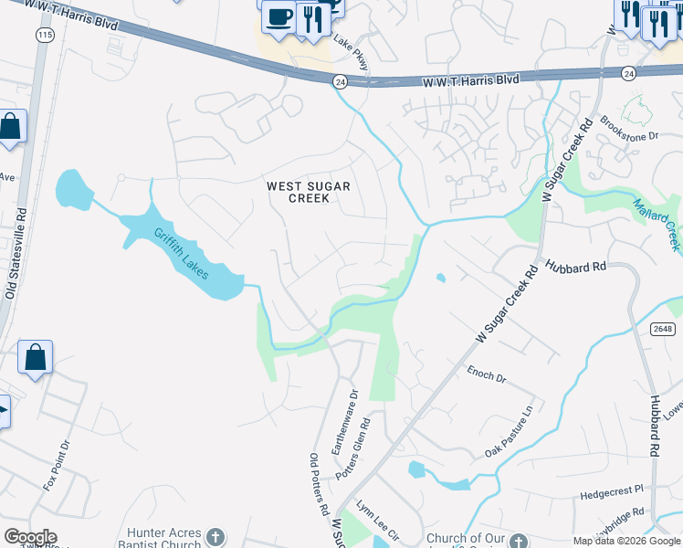 map of restaurants, bars, coffee shops, grocery stores, and more near in Charlotte