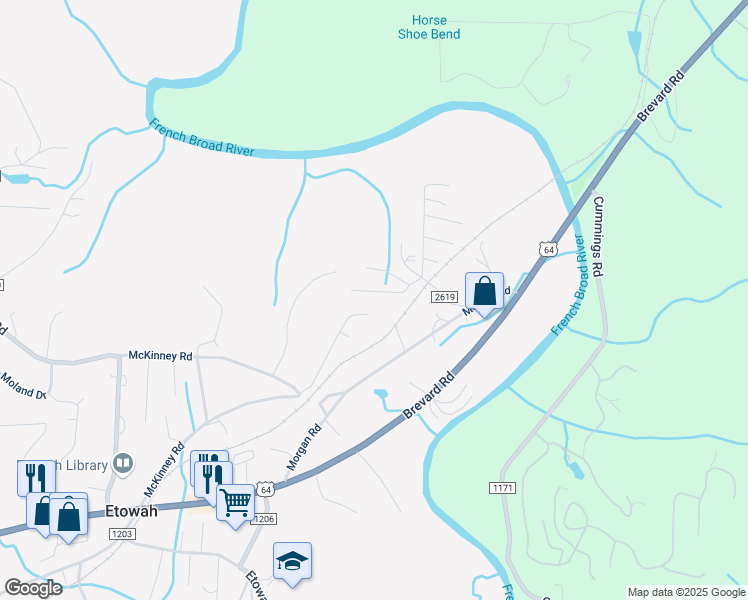 map of restaurants, bars, coffee shops, grocery stores, and more near 143 Autumn Hills Drive in Hendersonville