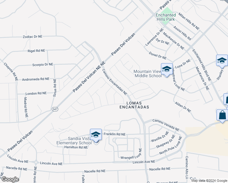 map of restaurants, bars, coffee shops, grocery stores, and more near 3903 McAdams Drive Northeast in Rio Rancho