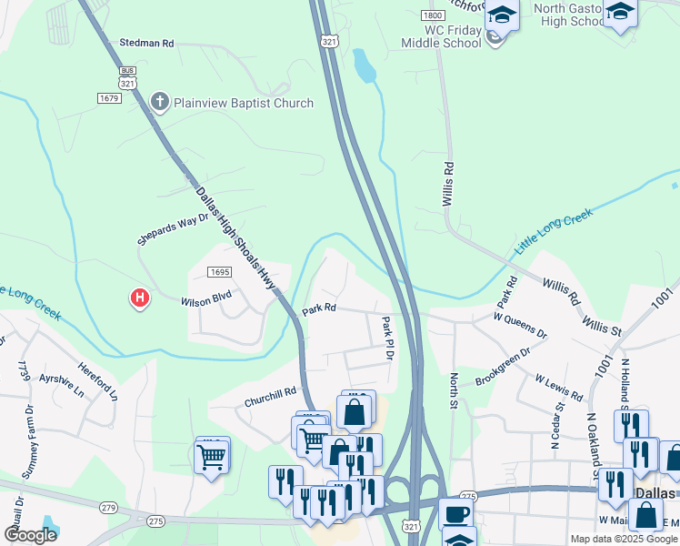 map of restaurants, bars, coffee shops, grocery stores, and more near 5019 Sam Rhyne Court in Dallas