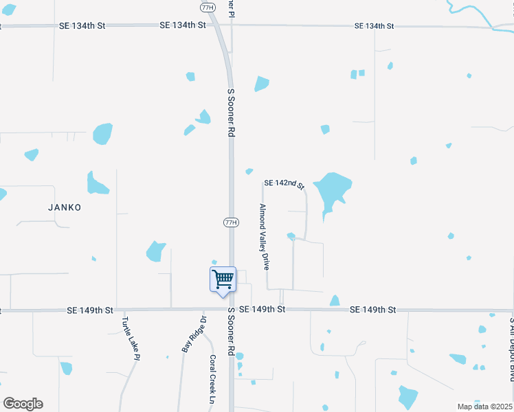 map of restaurants, bars, coffee shops, grocery stores, and more near 14409 Almond Valley Drive in Oklahoma City