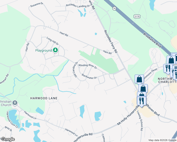 map of restaurants, bars, coffee shops, grocery stores, and more near 10623 Secret Garden Lane in Charlotte