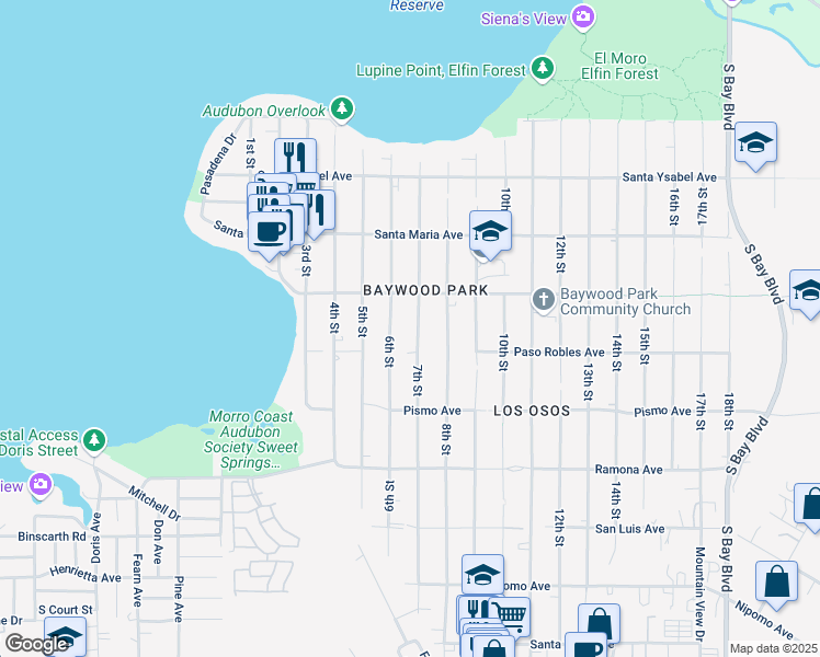 map of restaurants, bars, coffee shops, grocery stores, and more near 1459 7th Street in San Luis Obispo