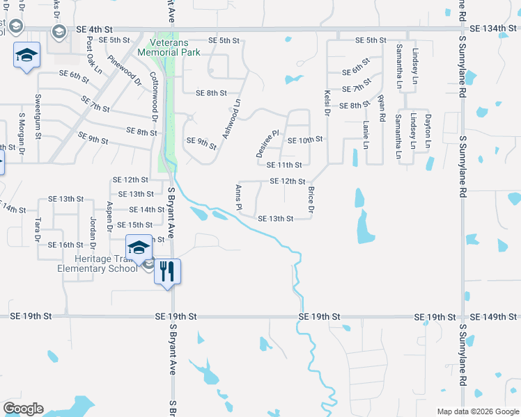 map of restaurants, bars, coffee shops, grocery stores, and more near 2417 Southeast 13th Street in Moore