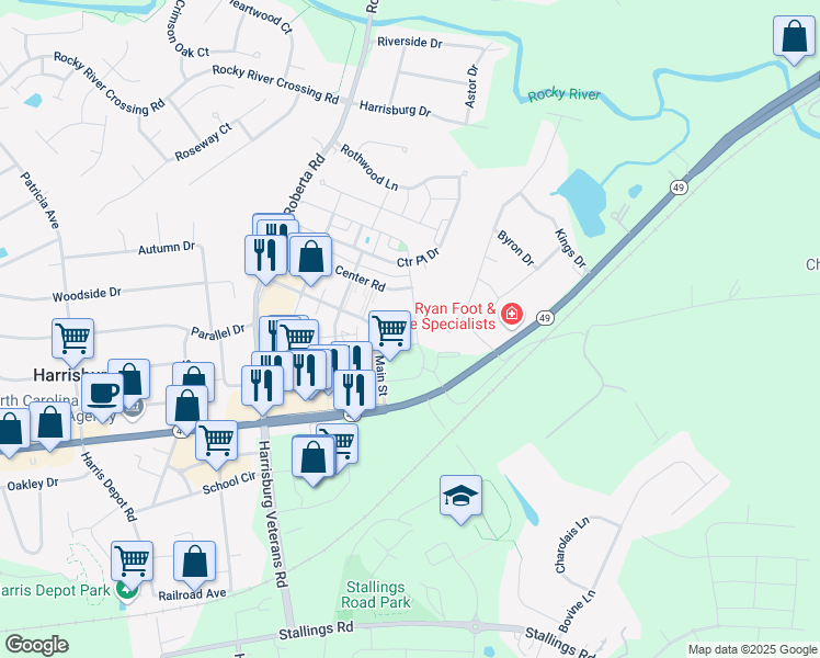 map of restaurants, bars, coffee shops, grocery stores, and more near 3811 Carl Parmer Drive in Harrisburg