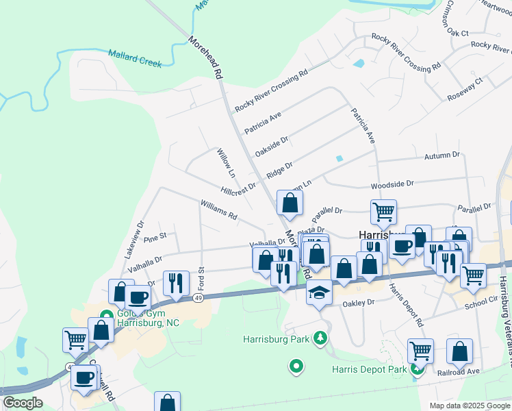 map of restaurants, bars, coffee shops, grocery stores, and more near 604 Willow Lane in Harrisburg