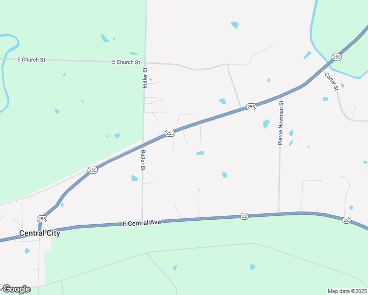 map of restaurants, bars, coffee shops, grocery stores, and more near Highway 255 in Central City