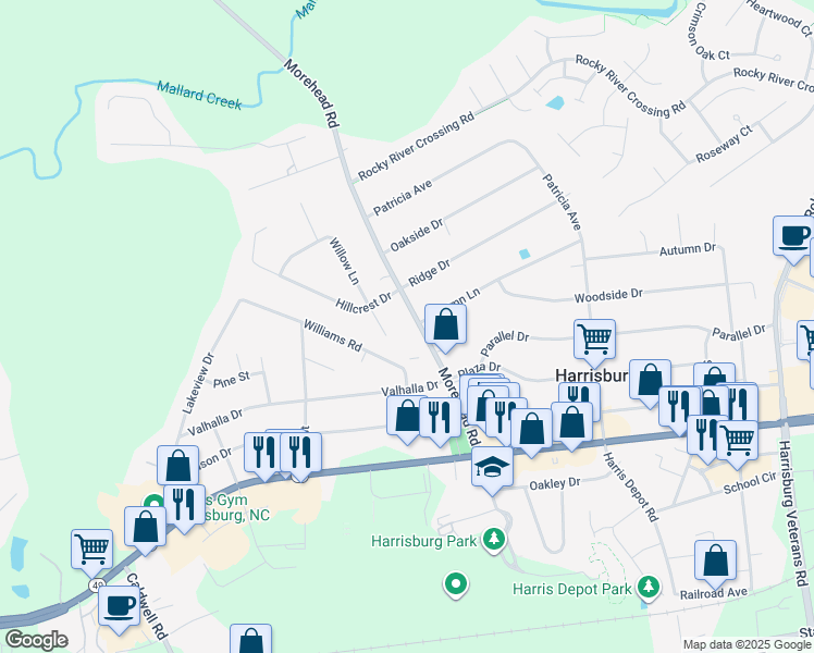 map of restaurants, bars, coffee shops, grocery stores, and more near 604 Willow Lane in Harrisburg