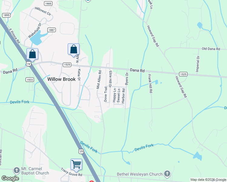 map of restaurants, bars, coffee shops, grocery stores, and more near 1010 Dana Road in Hendersonville