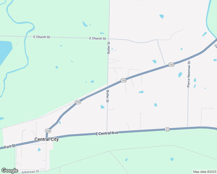 map of restaurants, bars, coffee shops, grocery stores, and more near Arkansas 255 in Central City