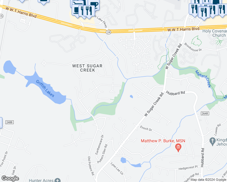 map of restaurants, bars, coffee shops, grocery stores, and more near 5203 Holbert Circle in Charlotte
