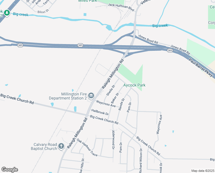 map of restaurants, bars, coffee shops, grocery stores, and more near 7320 Raleigh Millington Road in Millington