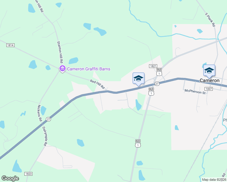 map of restaurants, bars, coffee shops, grocery stores, and more near 2748 Nc 24 27 Highway in Cameron