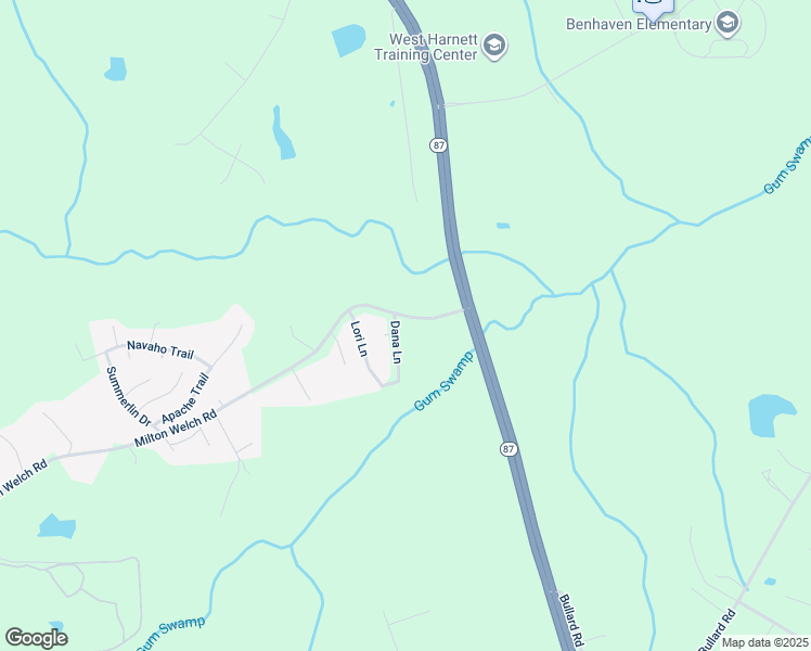map of restaurants, bars, coffee shops, grocery stores, and more near 185 Milton Welch Road in Sanford