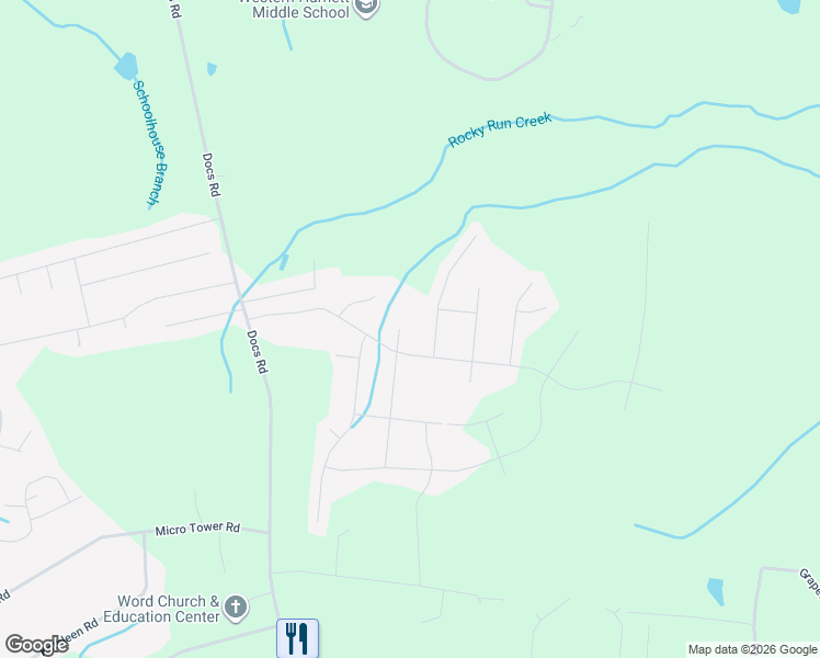 map of restaurants, bars, coffee shops, grocery stores, and more near 19 Heatherwood Drive in Lillington