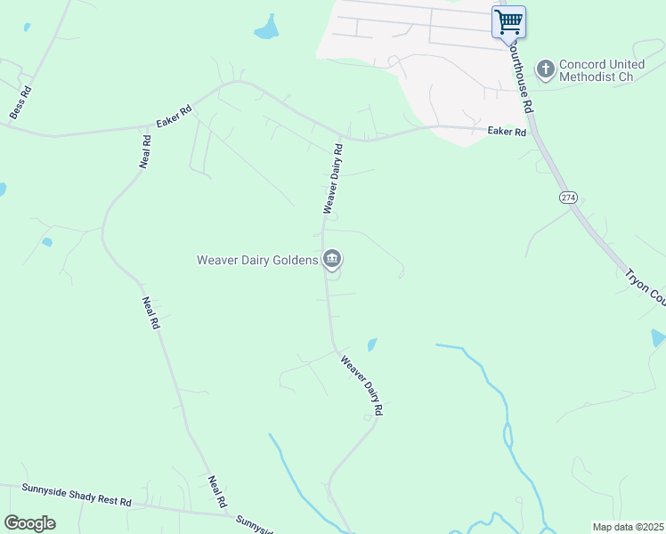 map of restaurants, bars, coffee shops, grocery stores, and more near 441 Weaver Dairy Road in Bessemer City
