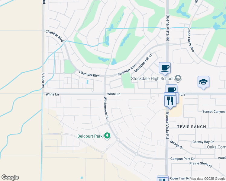 map of restaurants, bars, coffee shops, grocery stores, and more near 12011 Manorwood Street in Bakersfield