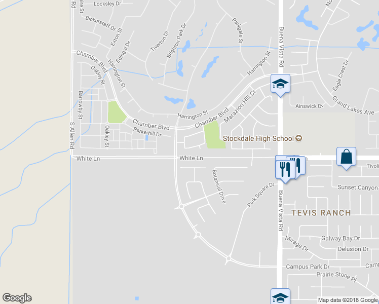 map of restaurants, bars, coffee shops, grocery stores, and more near 12011 Manorwood Street in Bakersfield